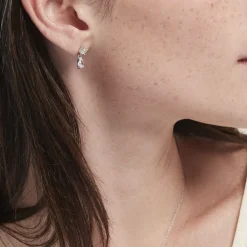 Boucles D'oreilles Pendantes Argent Blanc Braidy Oxydes De Zirconium