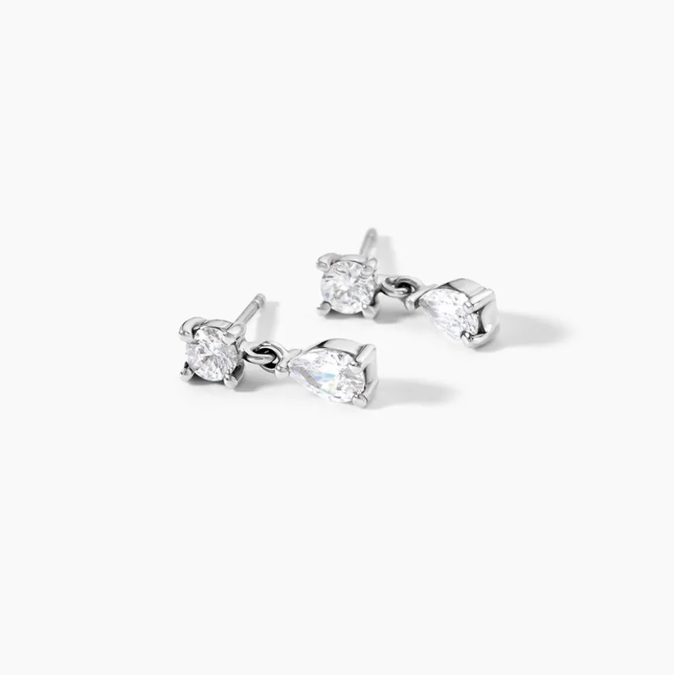 Boucles D'oreilles Pendantes Argent Blanc Braidy Oxydes De Zirconium