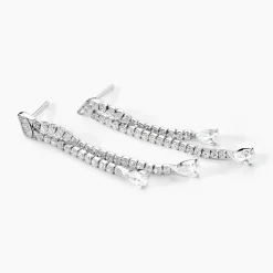 Boucles D'oreilles Pendantes Isalis Argent Blanc Oxyde De Zirconium