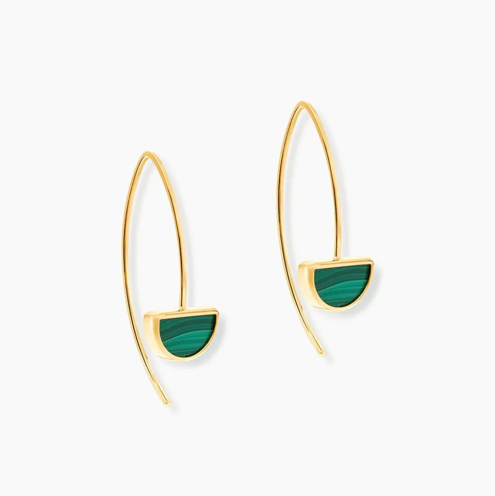 Boucles D'oreilles Pendantes Florica Or Jaune Malachite