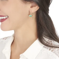 Boucles D'oreilles Pendantes Florica Or Jaune Malachite