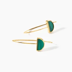 Boucles D'oreilles Pendantes Florica Or Jaune Malachite