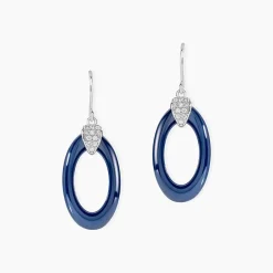 Boucles D'oreilles Pendantes Peer Argent Blanc Oxyde De Zirconium