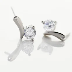Boucles D'oreilles Pendantes April Argent Blanc Oxyde De Zirconium