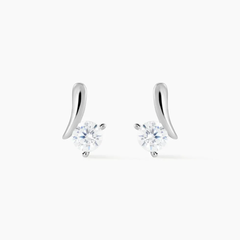 Boucles D'oreilles Pendantes April Argent Blanc Oxyde De Zirconium