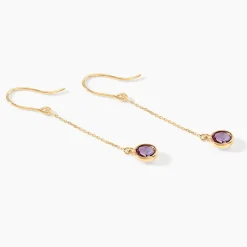 Boucles D'oreilles Pendantes Arenale Or Jaune Amethyste