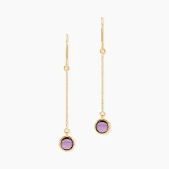 Boucles D'oreilles Pendantes Arenale Or Jaune Amethyste