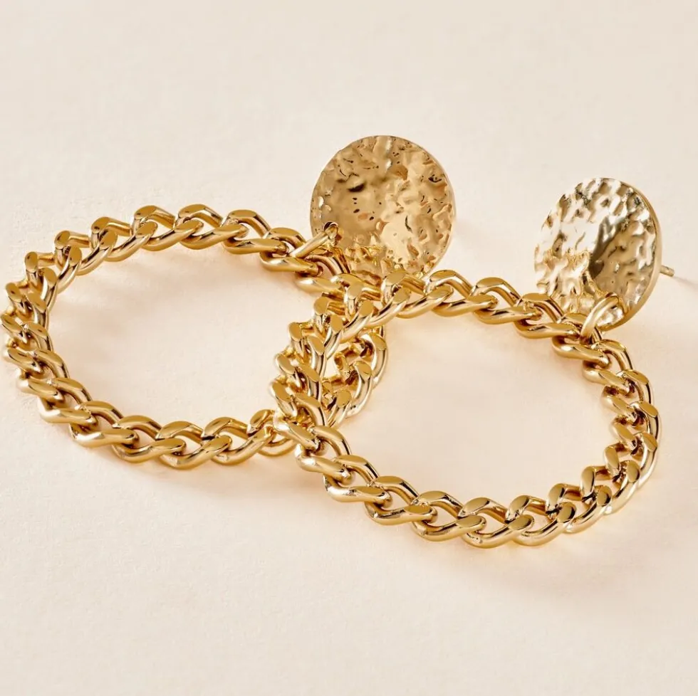 Boucles D'oreilles Pendantes Faro Acier Jaune