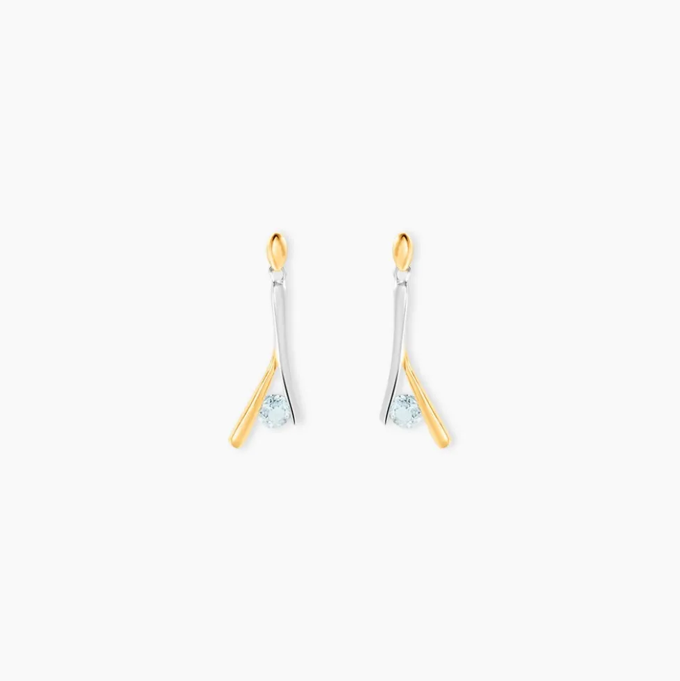 Boucles D'oreilles Pendantes Formev Or Bicolore Oxyde De Zirconium