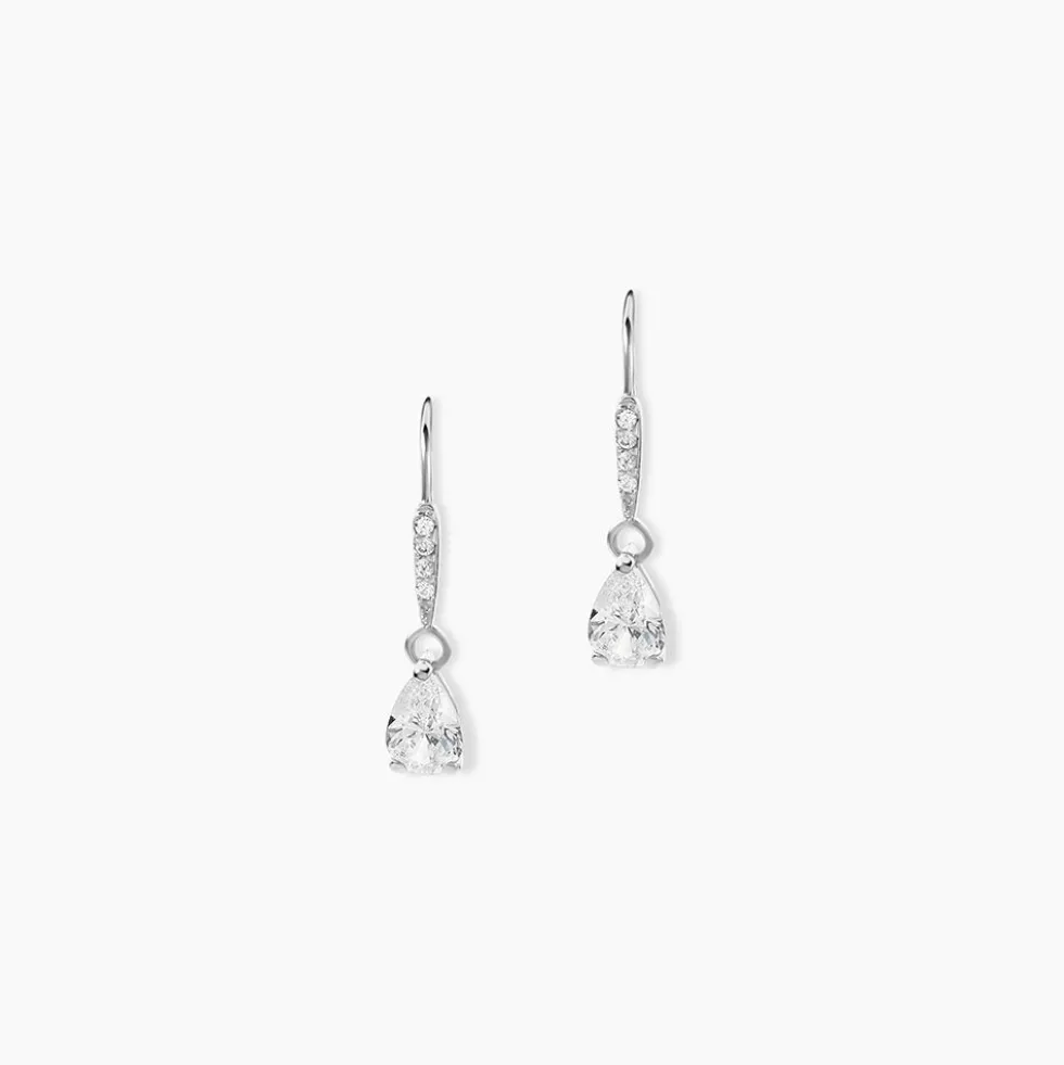 Boucles D'oreilles Pendantes Adib Or Blanc Oxyde De Zirconium