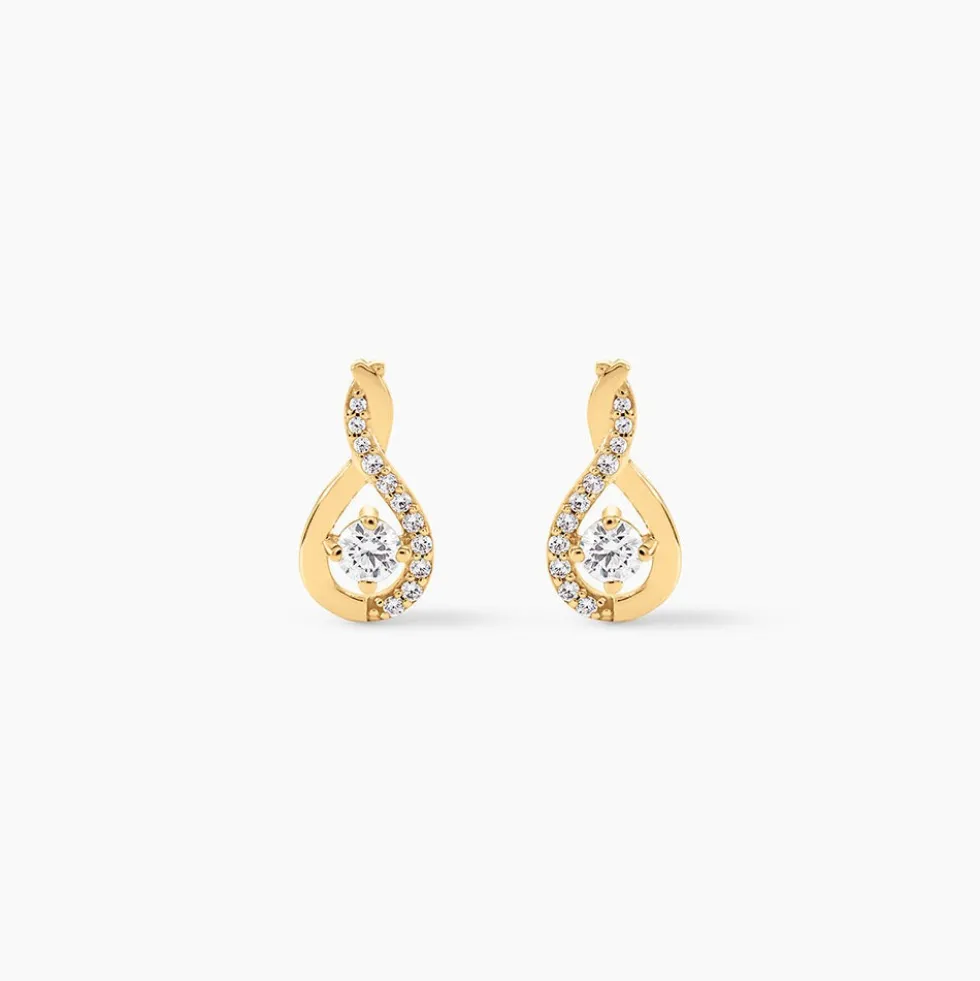 Boucles D'oreilles Pendantes Evana Or Jaune Oxyde De Zirconium