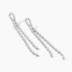 Boucles D'oreilles Pendantes Mayfair Argent Blanc Oxyde