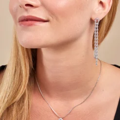 Boucles D'oreilles Pendantes Mayfair Argent Blanc Oxyde