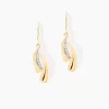 Boucles D'oreilles Pendantes Aube Or Bicolore Diamant