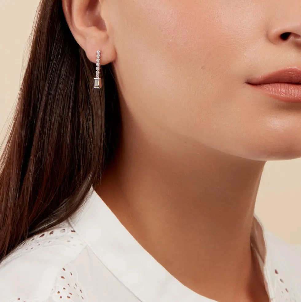 Boucles D'oreilles Pendantes Mayfair Shine Argent Blanc Oxyde