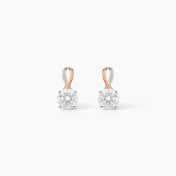 Boucles D'oreilles Pendantes Micheline Or Bicolore Oxyde De Zirconium