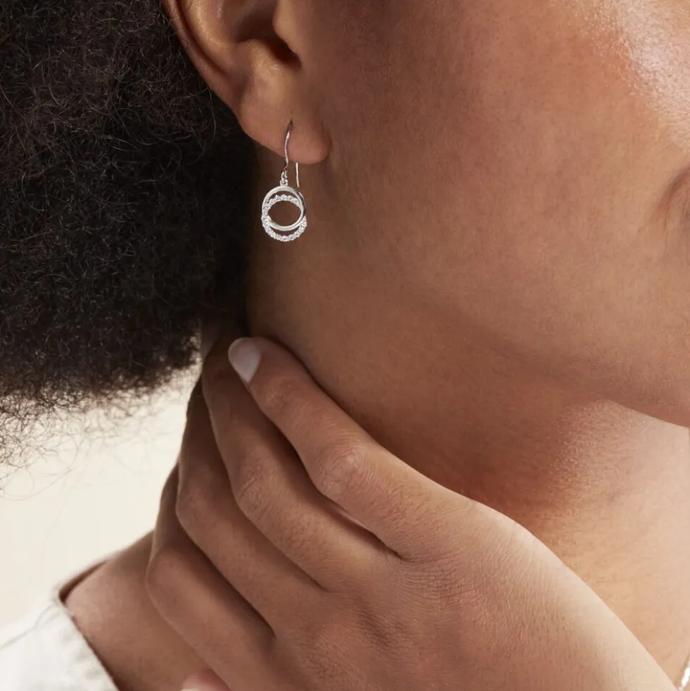 Boucles D'oreilles Pendantes Circus Argent Blanc Oxyde De Zirconium