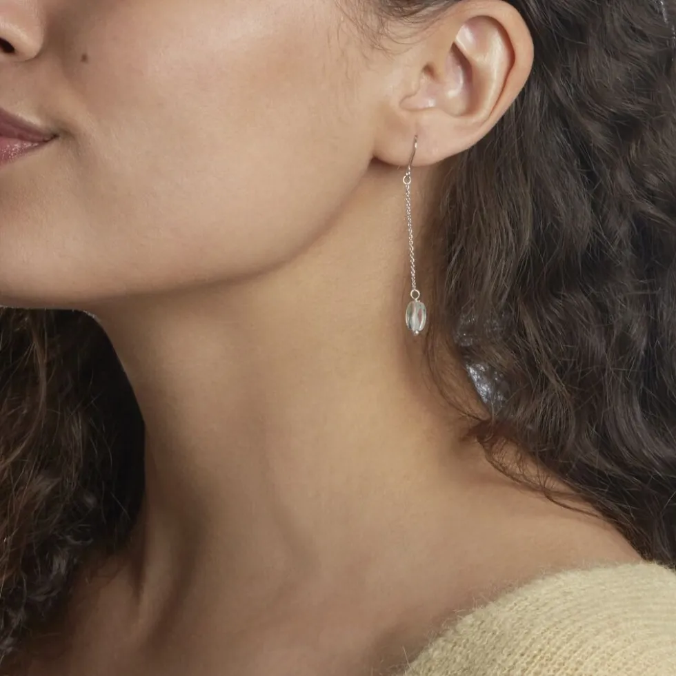 Boucles D'oreilles Pendantes Franz Argent Blanc Cristaux De Swarovski