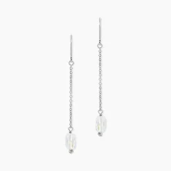 Boucles D'oreilles Pendantes Franz Argent Blanc Cristaux De Swarovski