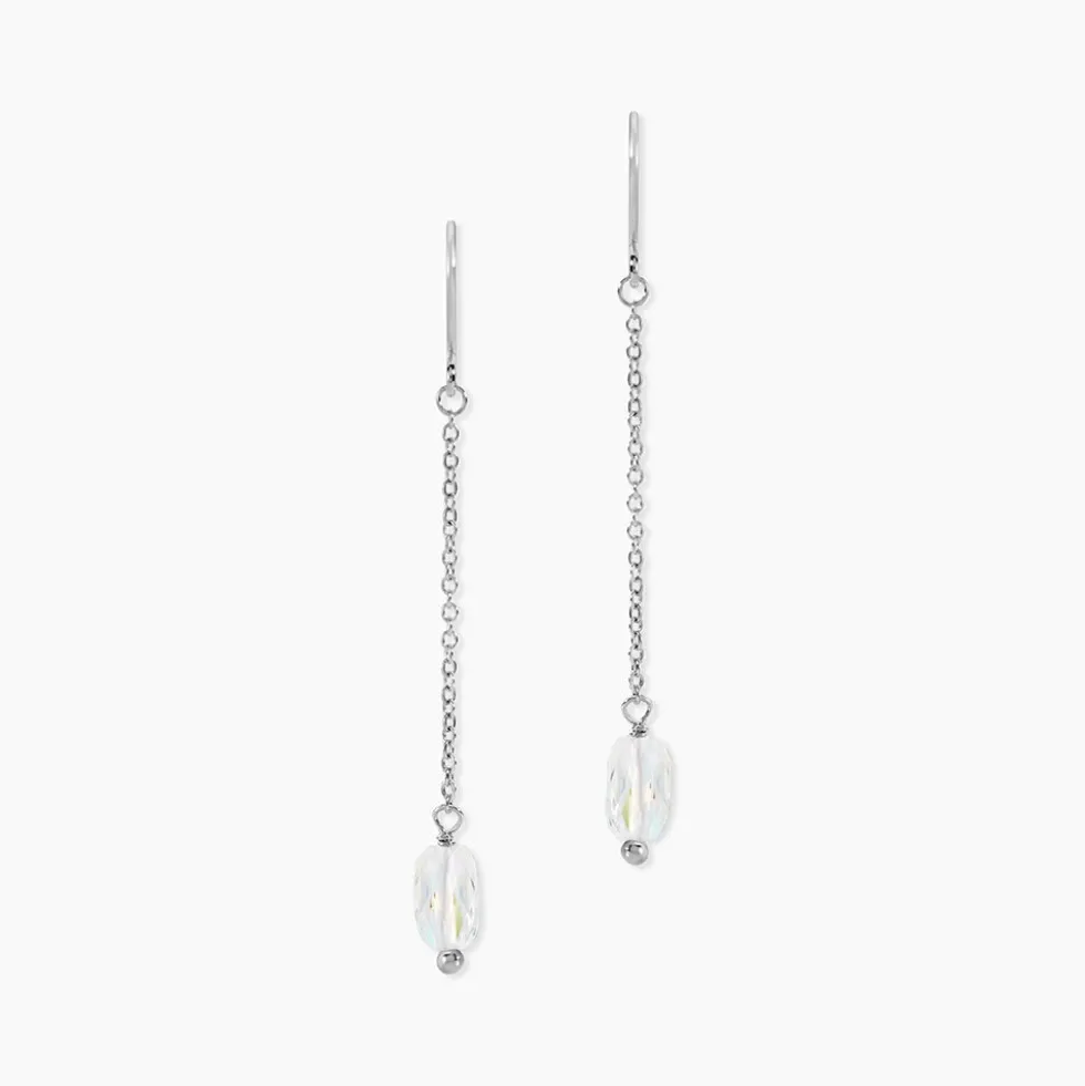 Boucles D'oreilles Pendantes Franz Argent Blanc Cristaux De Swarovski