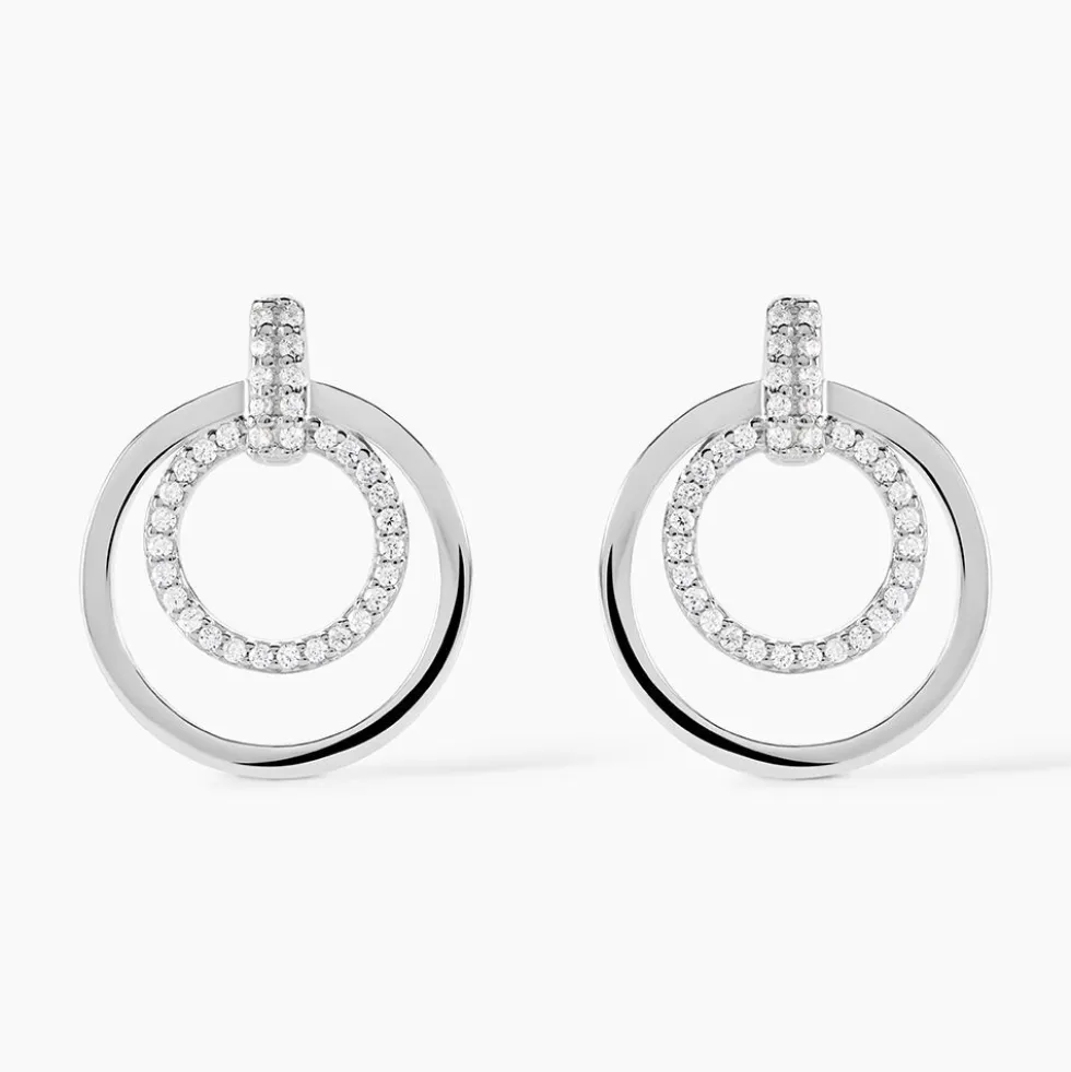Boucles D'oreilles Pendantes Silvana Argent Blanc Oxyde De Zirconium