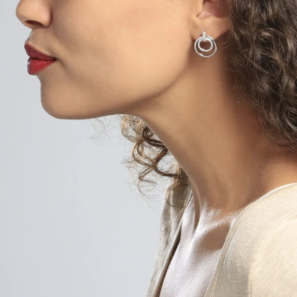 Boucles D'oreilles Pendantes Silvana Argent Blanc Oxyde De Zirconium