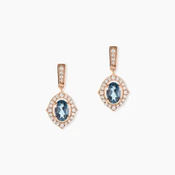 Boucles D'oreilles Pendantes Janna Or Rose Topaze Et Oxyde