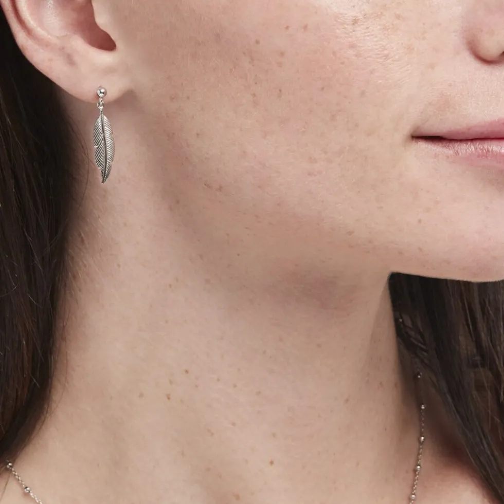 Boucles D'oreilles Pendantes Argent Blanc Irene