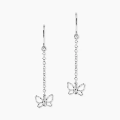 Boucles D'oreilles Pendantes Graziella Argent Blanc