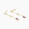 Boucles D'Oreilles Pendantes Thurayya Or Jaune Améthyste Oxyde De Zirconium