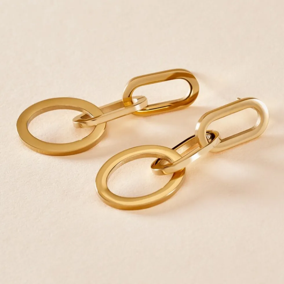 Boucles D'oreilles Pendantes Manille Acier Jaune
