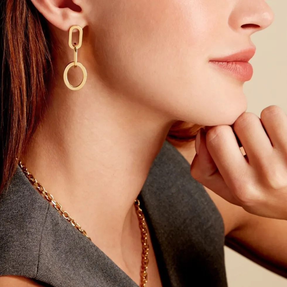 Boucles D'oreilles Pendantes Manille Acier Jaune