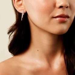 Boucles D'oreilles Pendantes Seline Argent Rose Oxyde De Zirconium