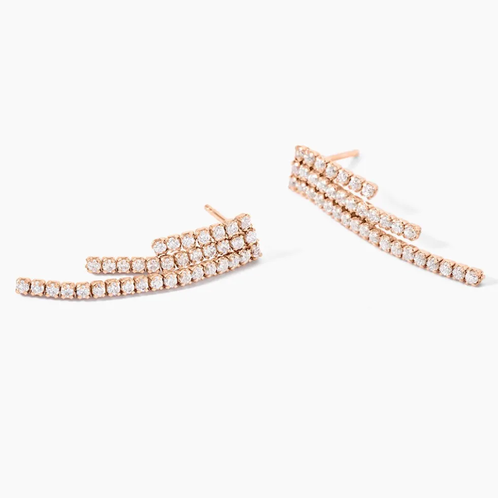 Boucles D'oreilles Pendantes Seline Argent Rose Oxyde De Zirconium