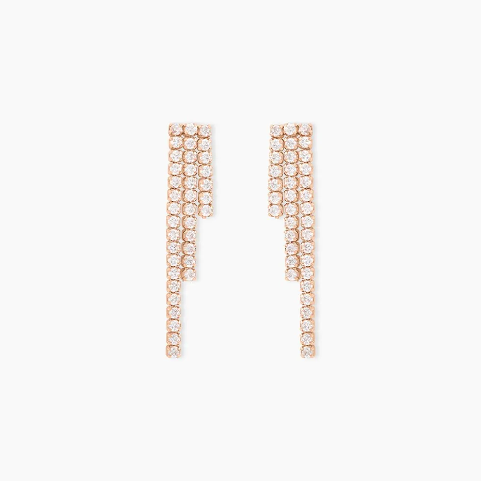 Boucles D'oreilles Pendantes Seline Argent Rose Oxyde De Zirconium