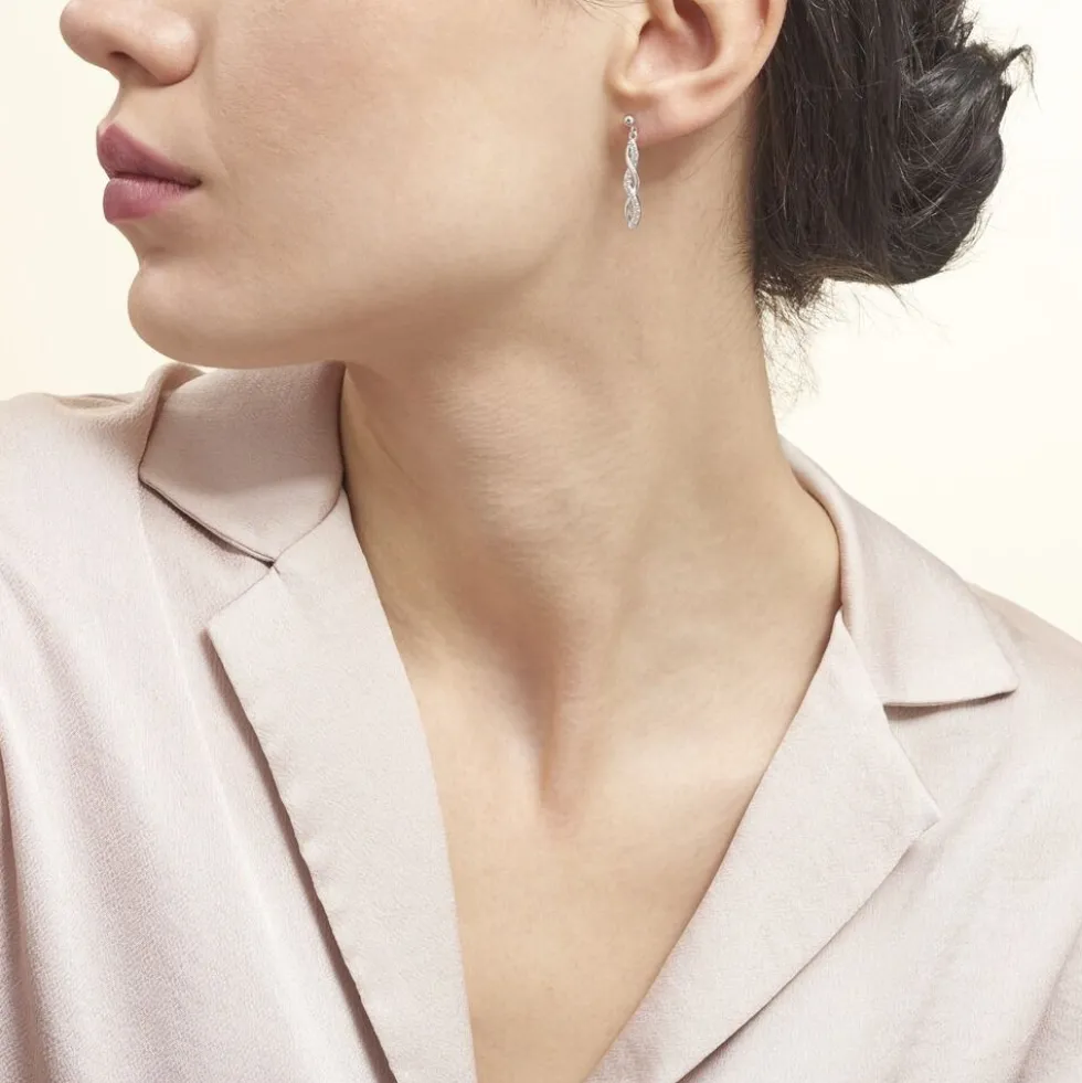 Boucles D'oreilles Pendantes Kessy Argent Blanc Oxyde De Zirconium