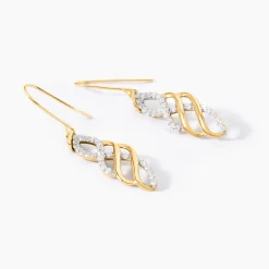 Boucles D'Oreilles Pendantes Sumati Or Jaune Oxyde De Zirconium