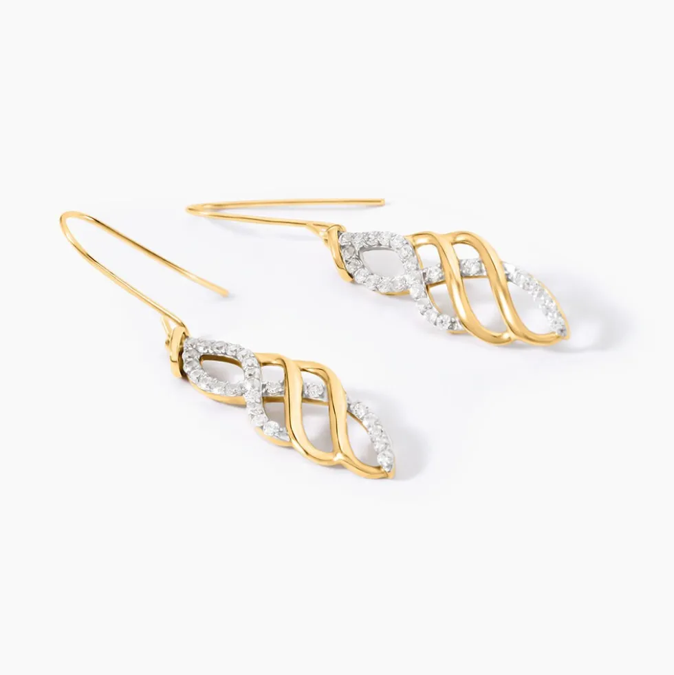 Boucles D'Oreilles Pendantes Sumati Or Jaune Oxyde De Zirconium