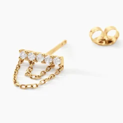 Boucles D'oreilles Pendantes Rowanne Or Jaune Diamant Synthétique