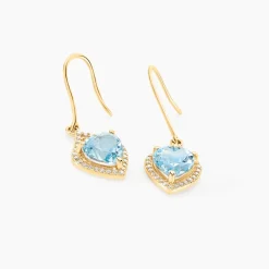 Boucles D'oreilles Pendantes Rosaline Or Jaune Topaze Et Oxyde