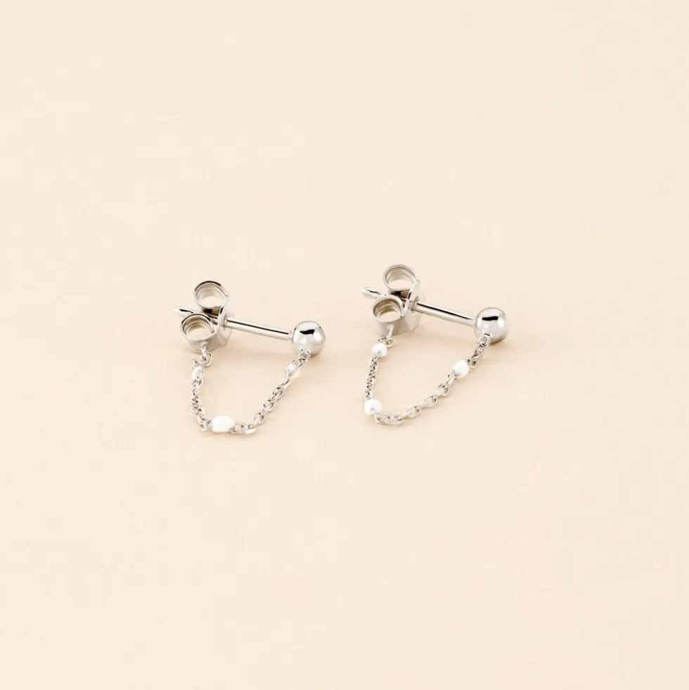 Boucles D'oreilles Pendantes Molly Argent Blanc