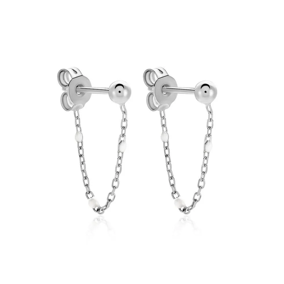Boucles D'oreilles Pendantes Molly Argent Blanc