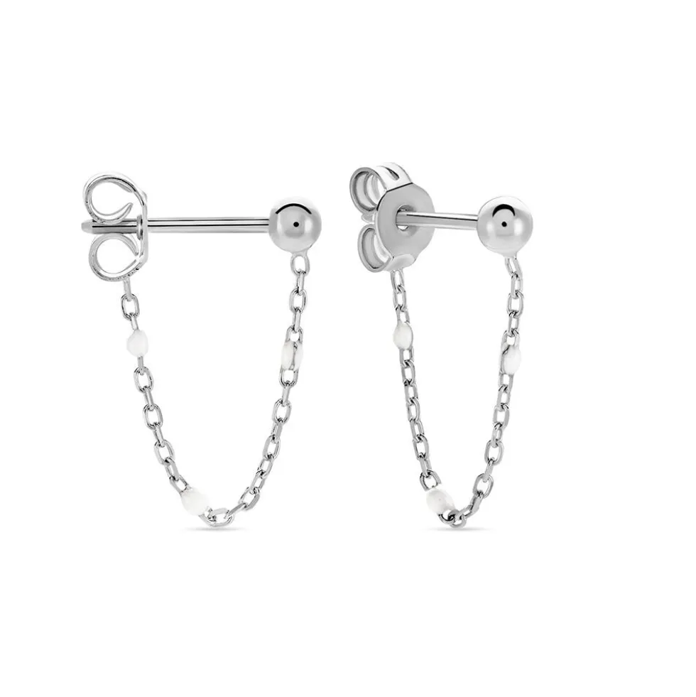 Boucles D'oreilles Pendantes Molly Argent Blanc
