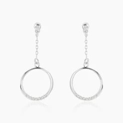 Boucles D'oreilles Pendantes Amma Argent Blanc Oxyde De Zirconium