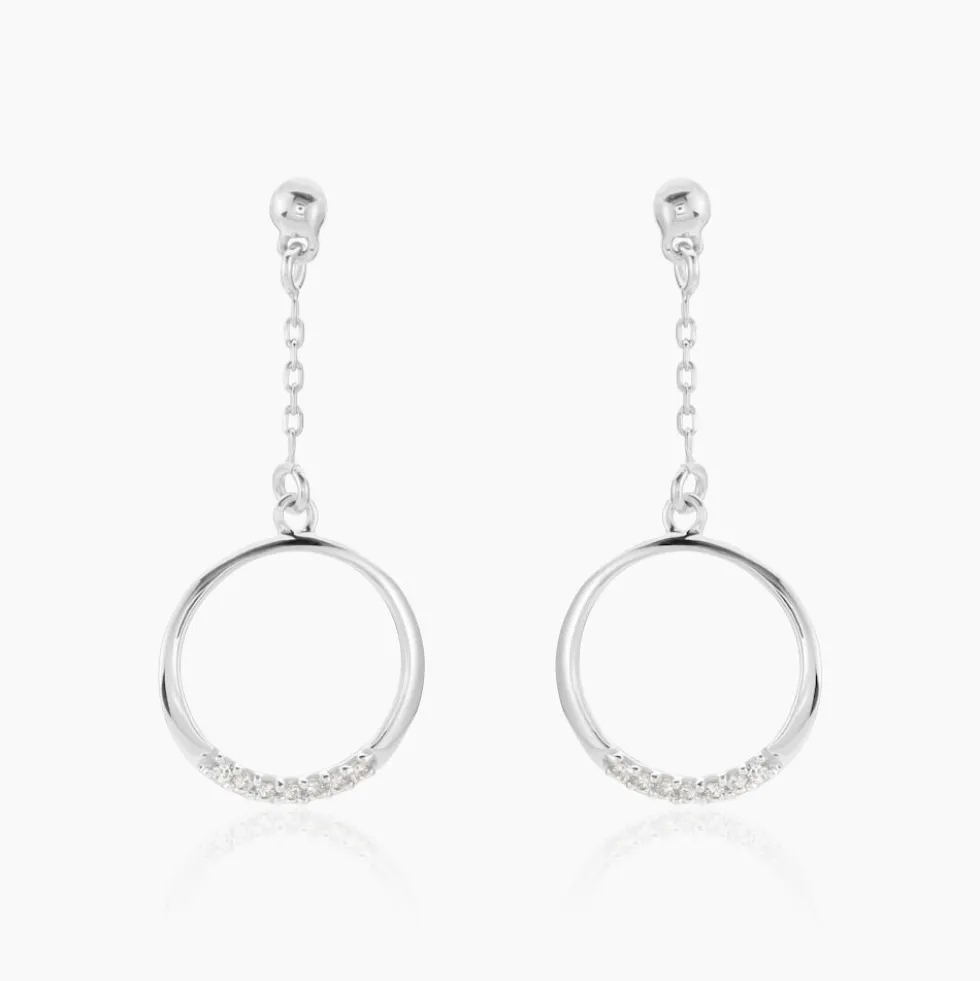 Boucles D'oreilles Pendantes Amma Argent Blanc Oxyde De Zirconium