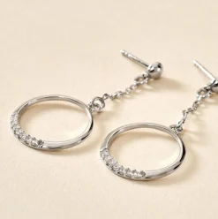 Boucles D'oreilles Pendantes Amma Argent Blanc Oxyde De Zirconium