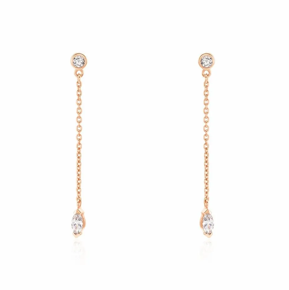 Boucles D'oreilles Pendantes Kenta Argent Rose Oxyde De Zirconium