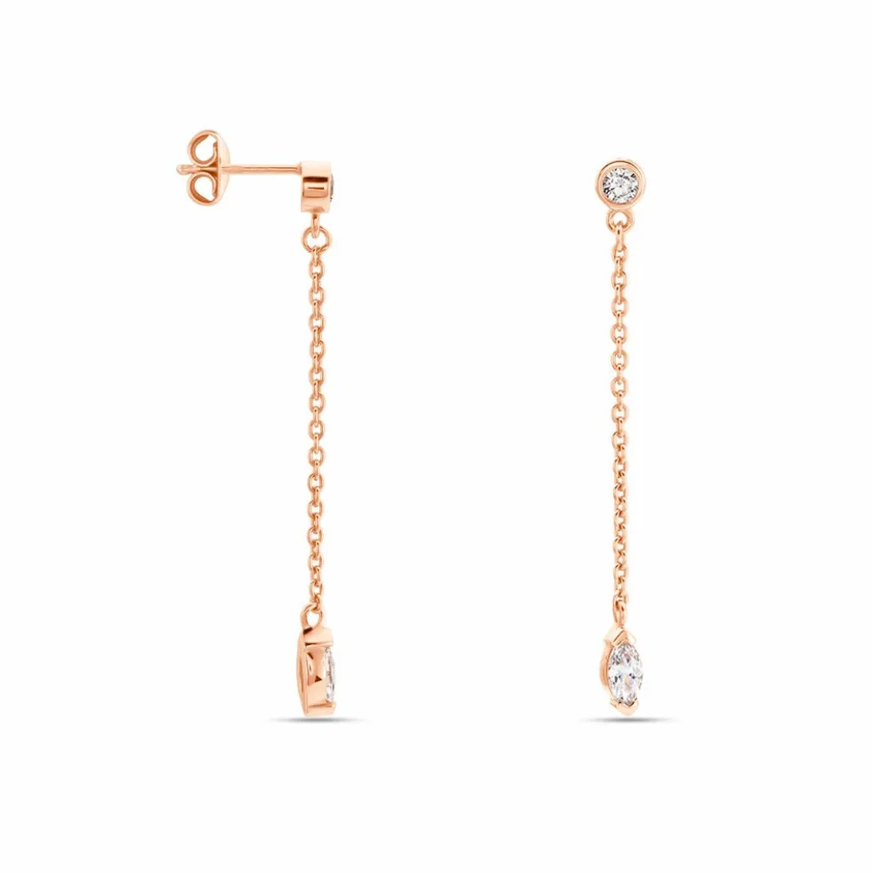 Boucles D'oreilles Pendantes Kenta Argent Rose Oxyde De Zirconium