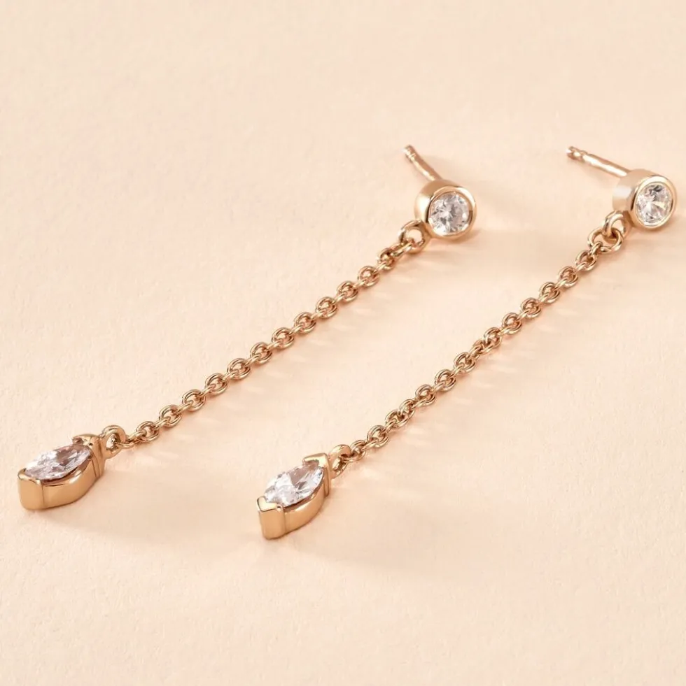 Boucles D'oreilles Pendantes Kenta Argent Rose Oxyde De Zirconium