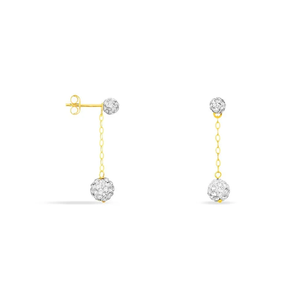 Boucles D'oreilles Pendantes Athena Or Jaune Strass